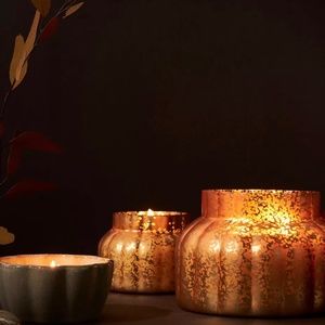 (2) Anthropologie Capri Blue Pumpkin Clove Glass Jars Candle